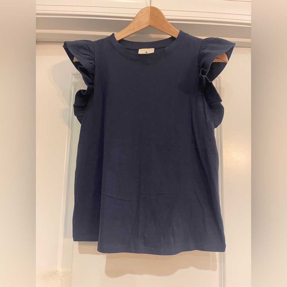 Tuckernuck Midnight Blue Flutter Sleeve Blouse